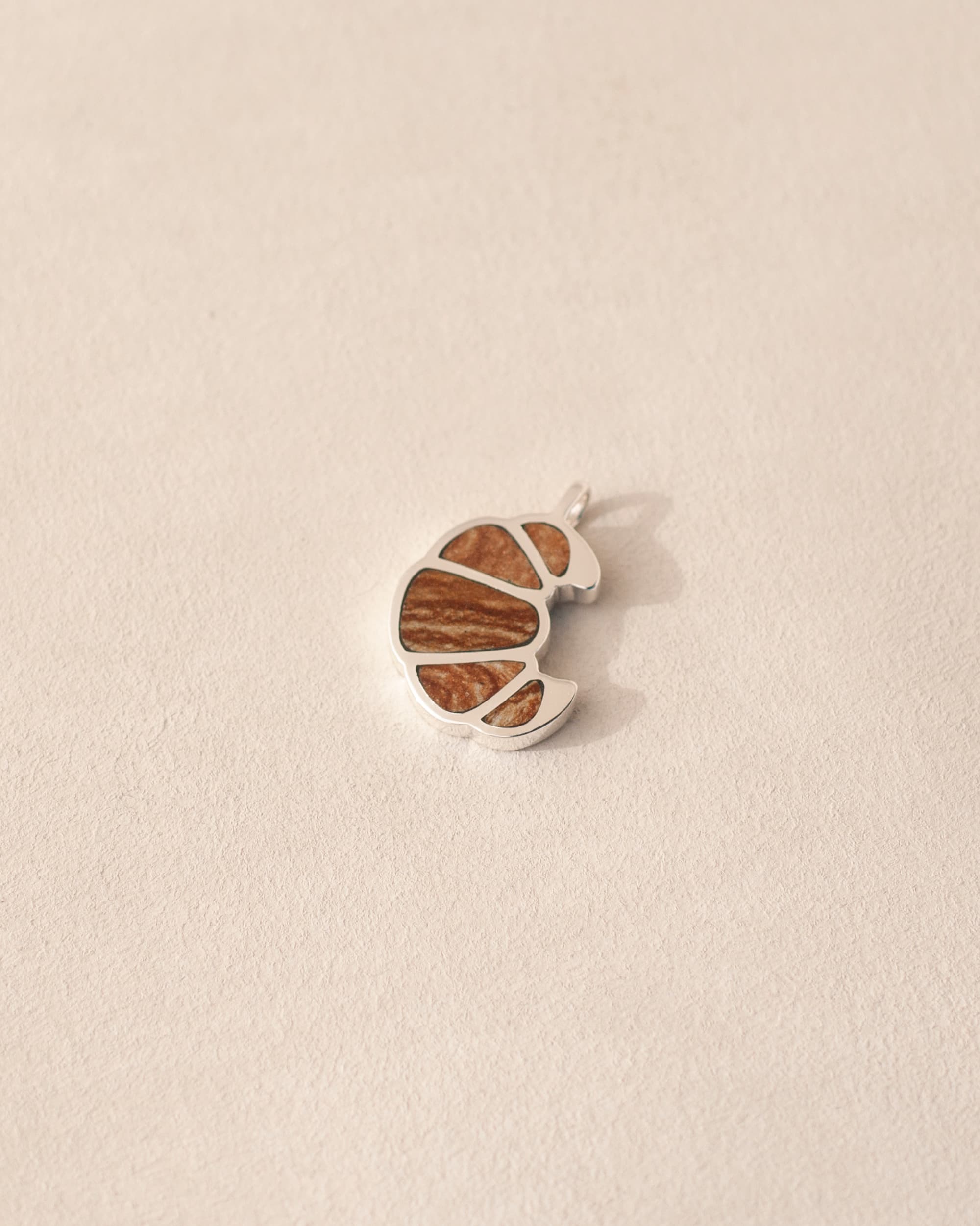 Croissant Charm - Flaky Jasper - Silver