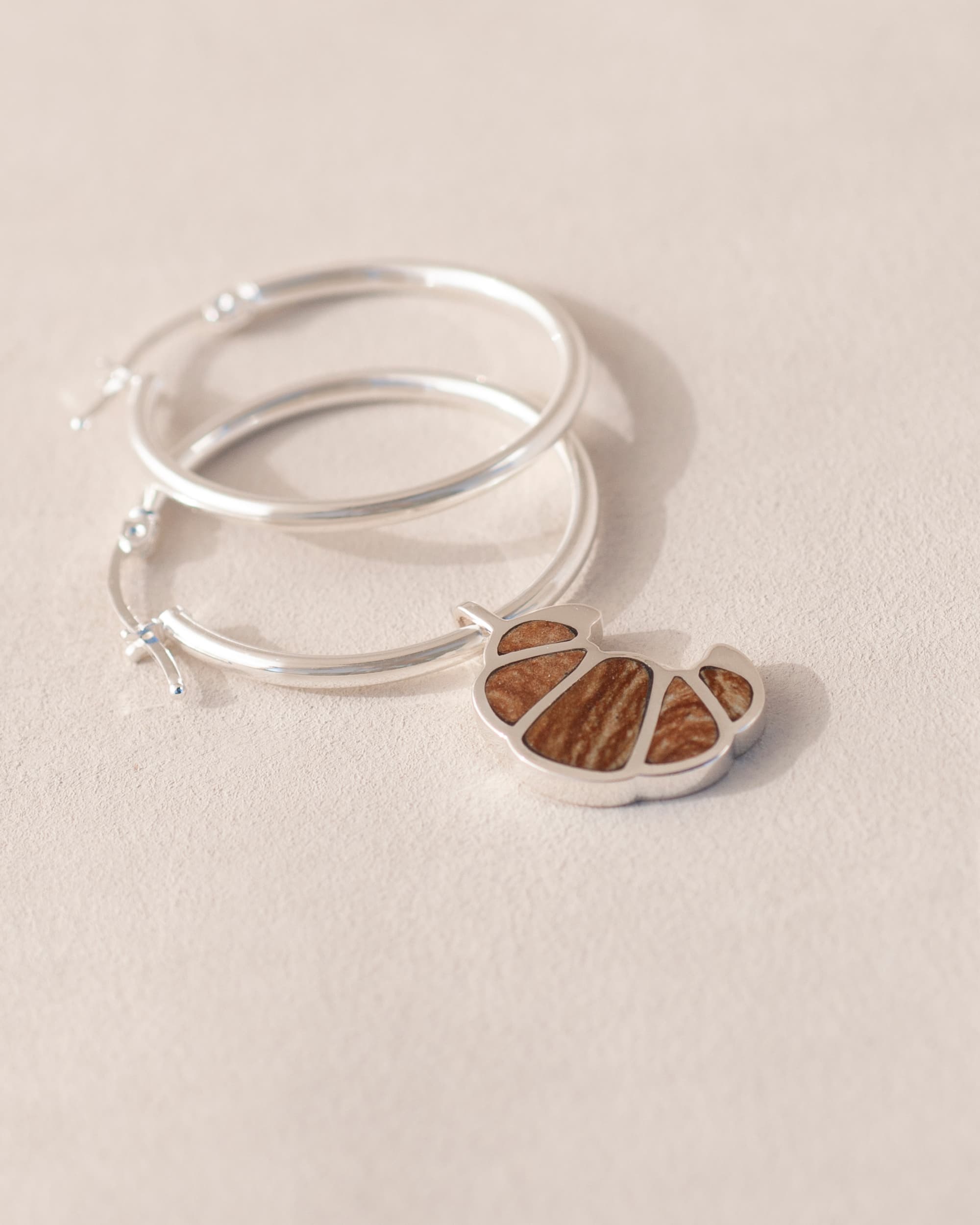 Croissant Charm - Flaky Jasper - Silver