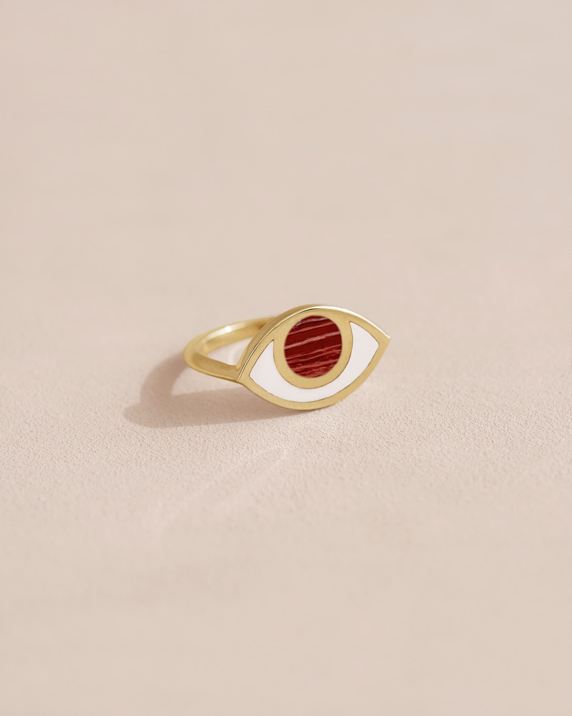 Anillo Third Eye - Porcelana - Oro amarillo de 14 quilates