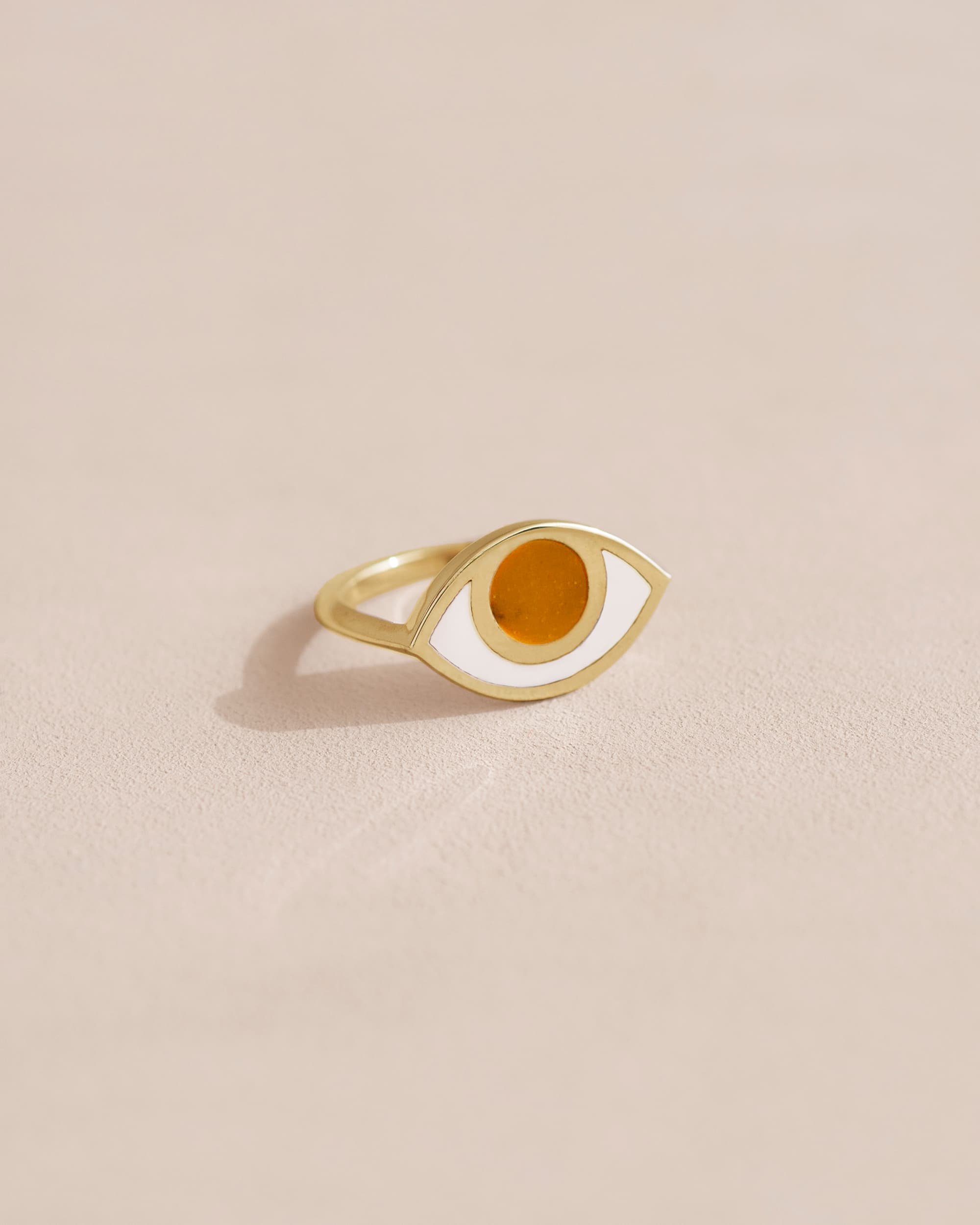Anillo Third Eye - Porcelana - Oro amarillo de 14 quilates