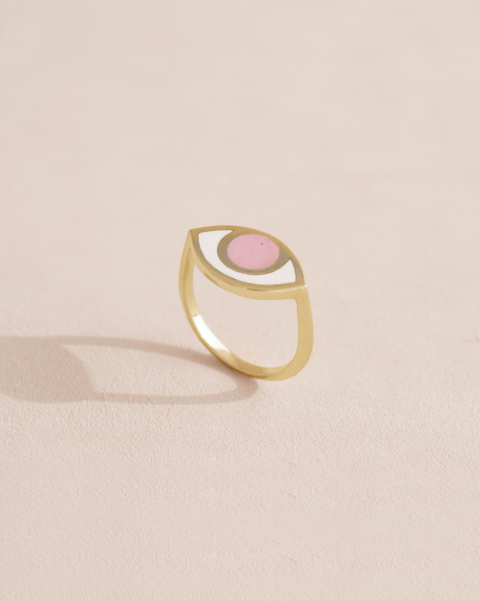 Third Eye ring - Pink Opal - 14K Yellow Gold