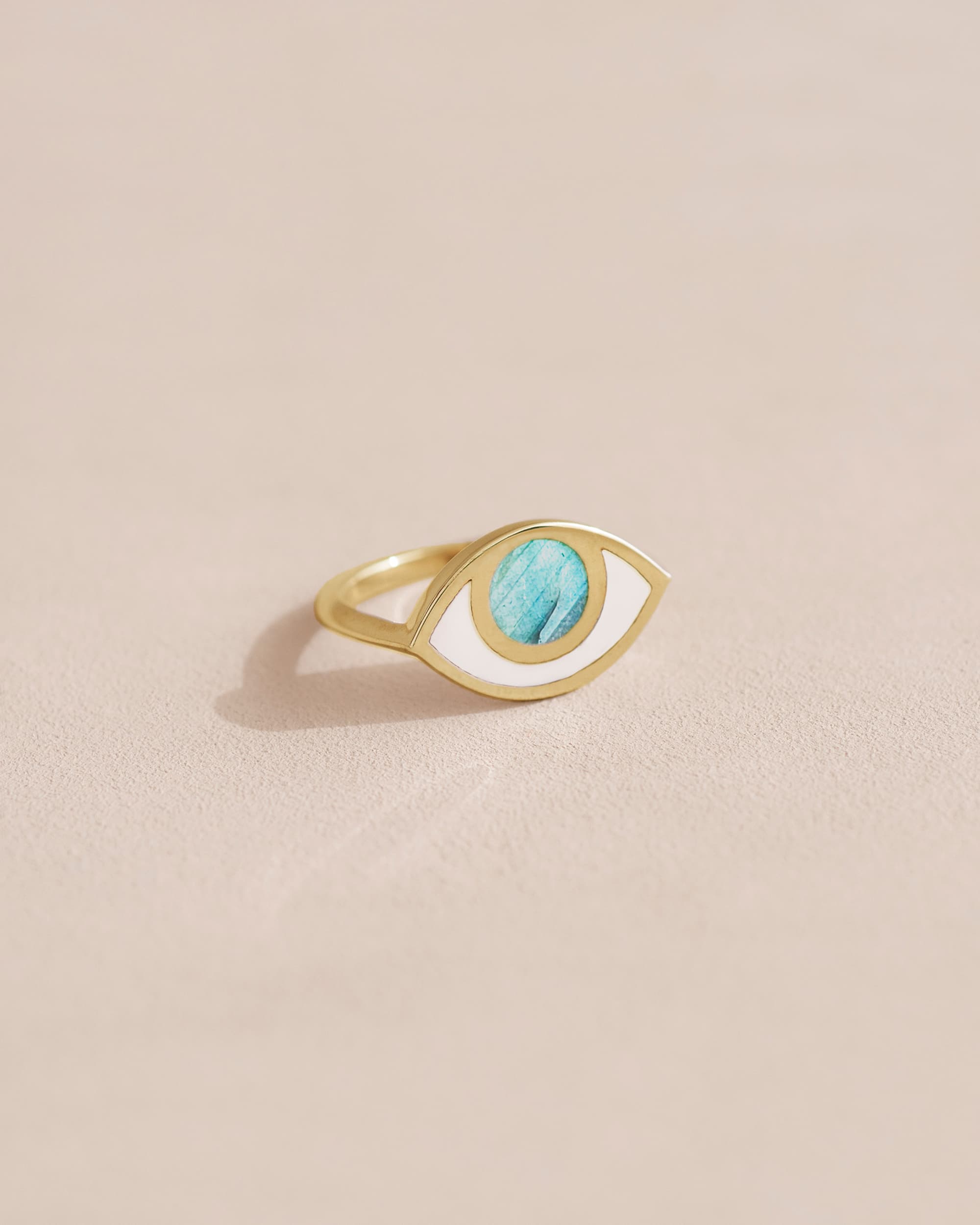 Anillo Third Eye - Porcelana - Oro amarillo de 14 quilates