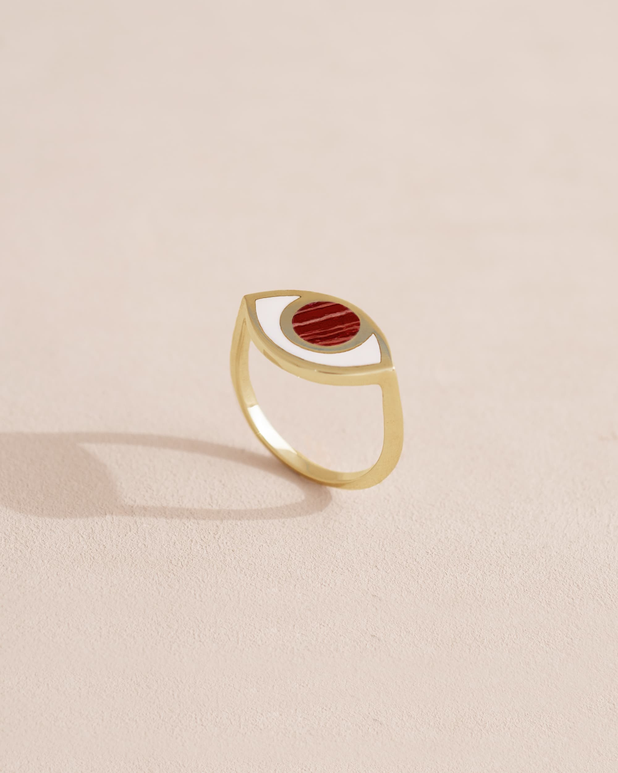 Third Eye ring - Snakeskin Jasper - 14K Yellow Gold