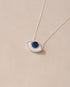 silver eye pendant inlaid with lapis lazuli with silver chain