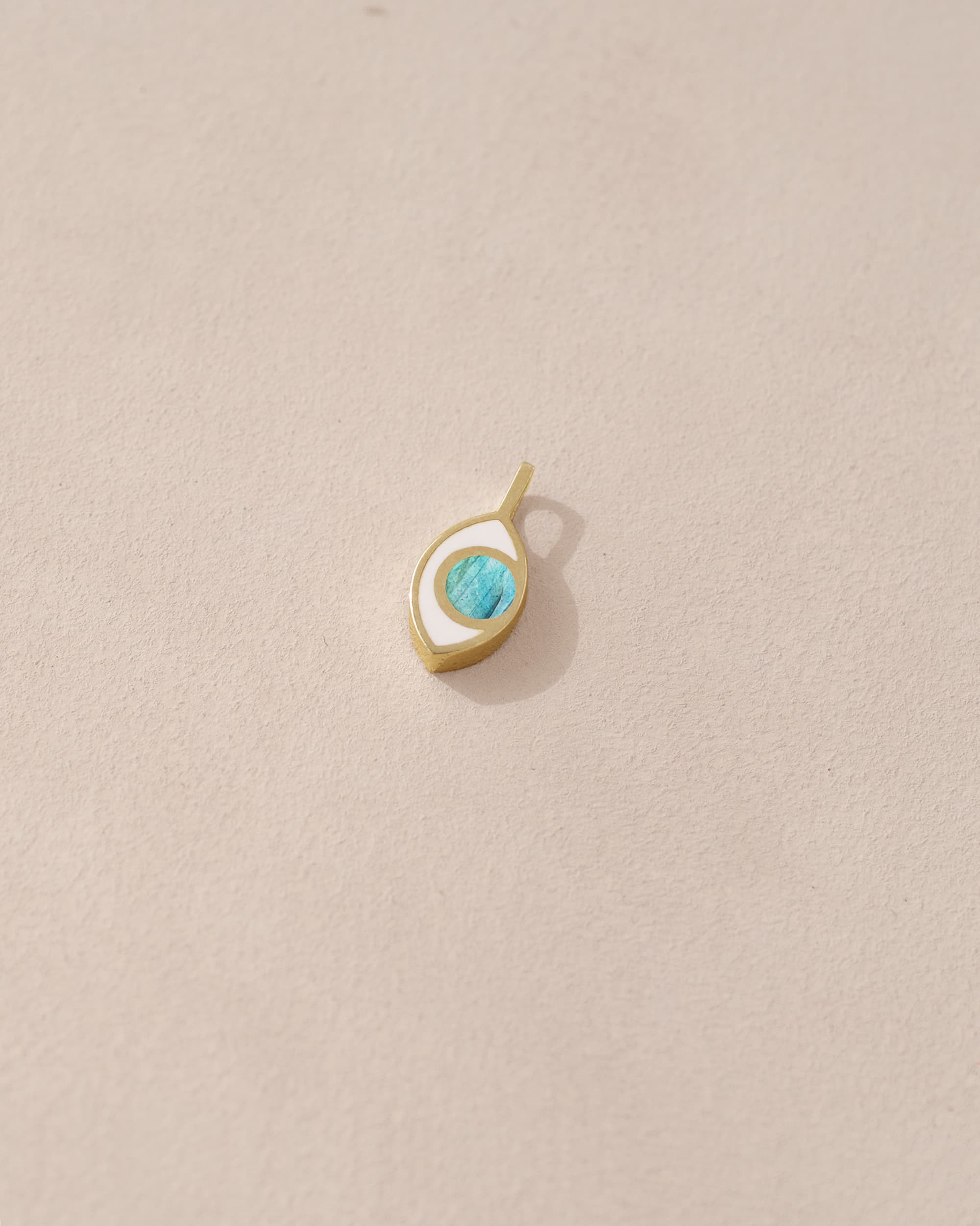 Third Eye charm - Labradorite - 14K Yellow Gold