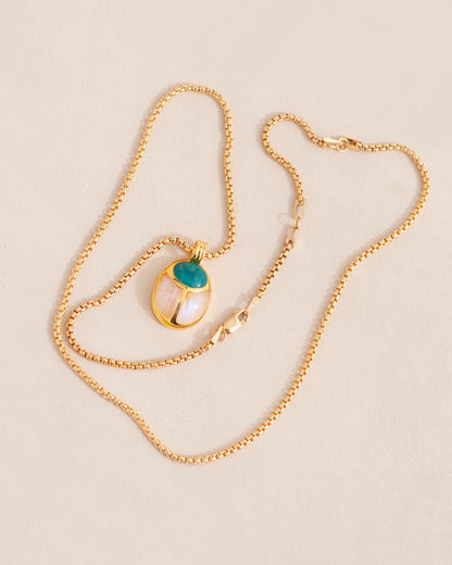 SunRa Medal - One of a kind - Chrysocolla and Moonstone - Vermeil