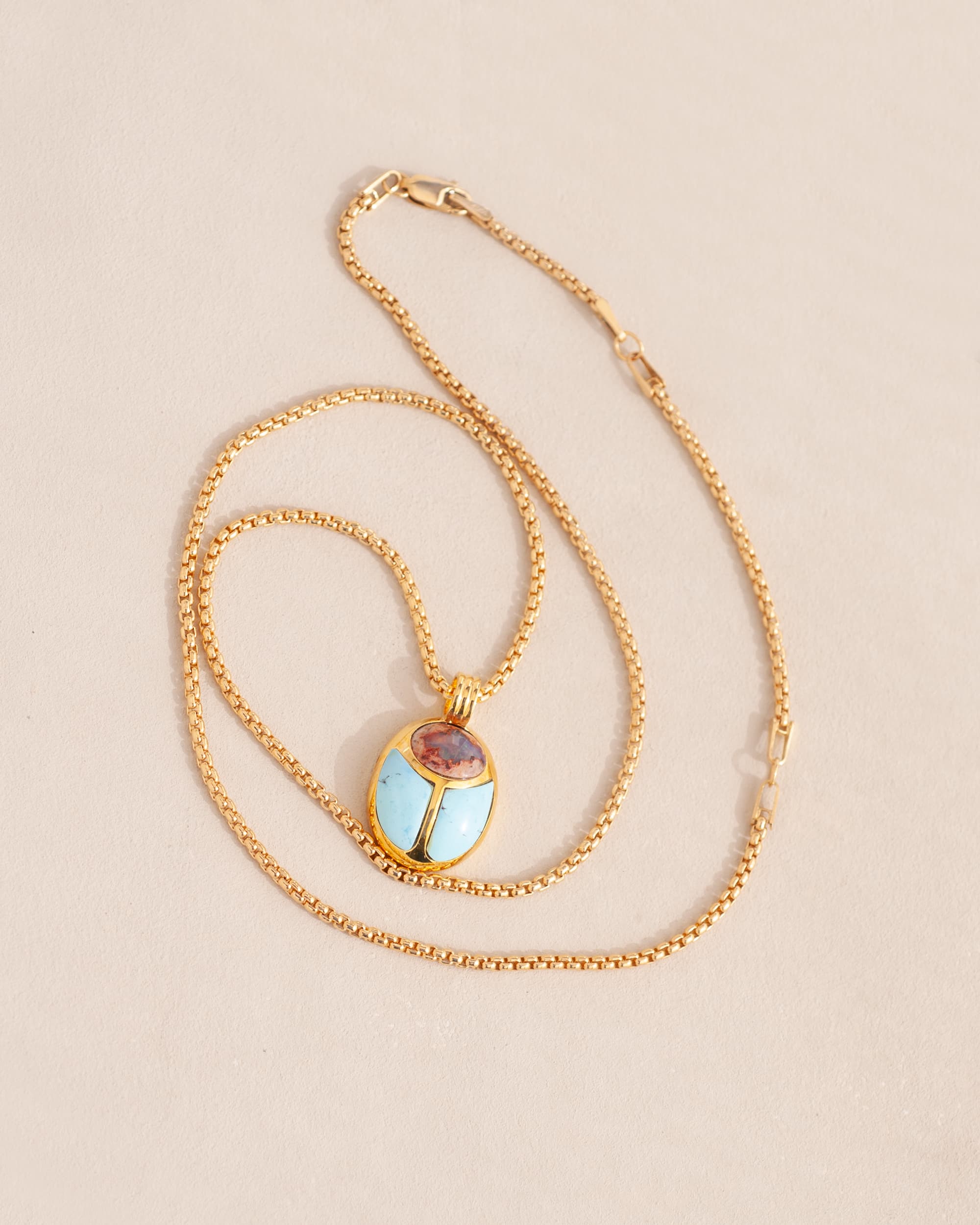 SunRa Medal - One of a kind - Cantera Opal and Blue Hills Turquoise - Vermeil