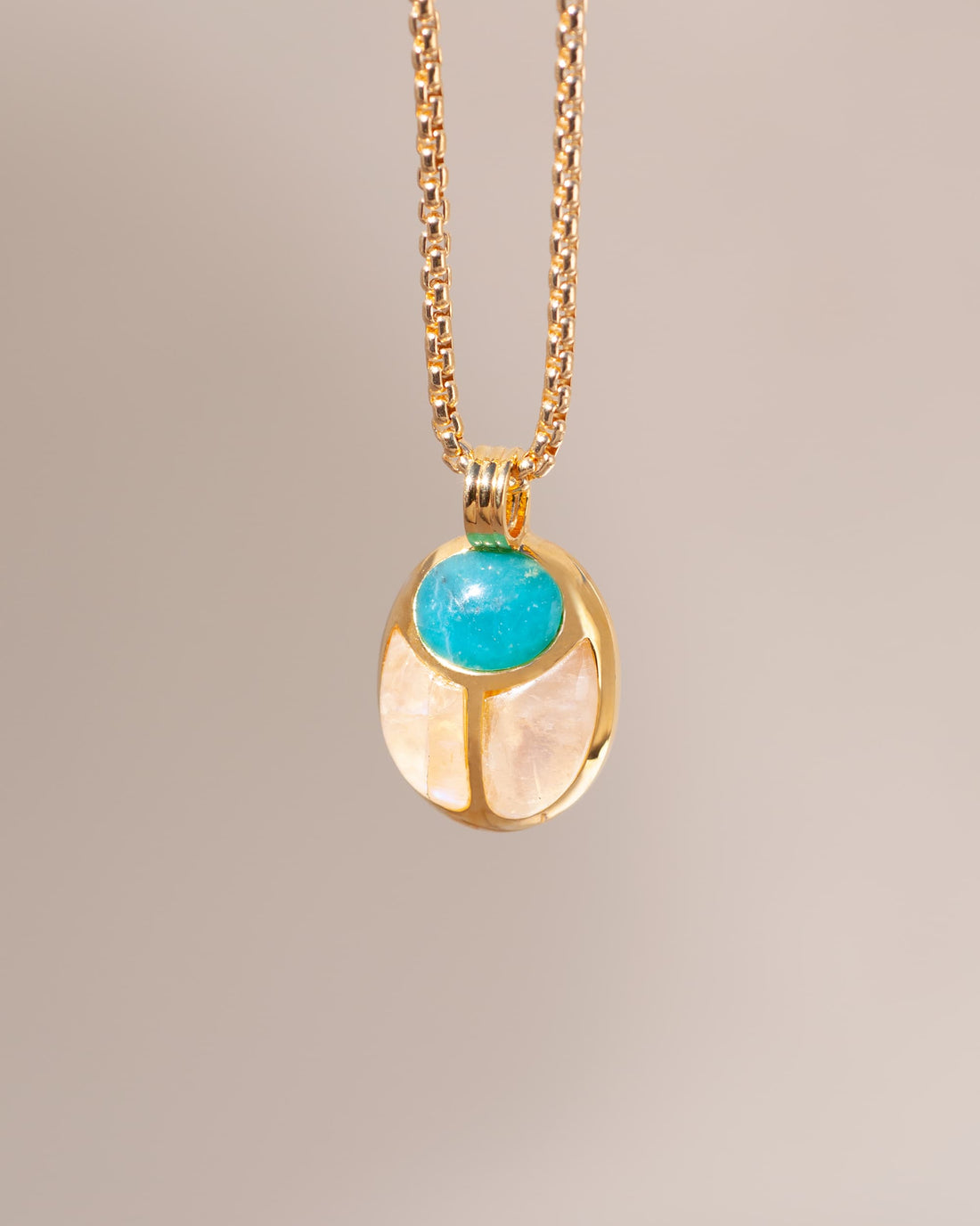 SunRa Medal - One of a kind - Chrysocolla and Moonstone - Vermeil