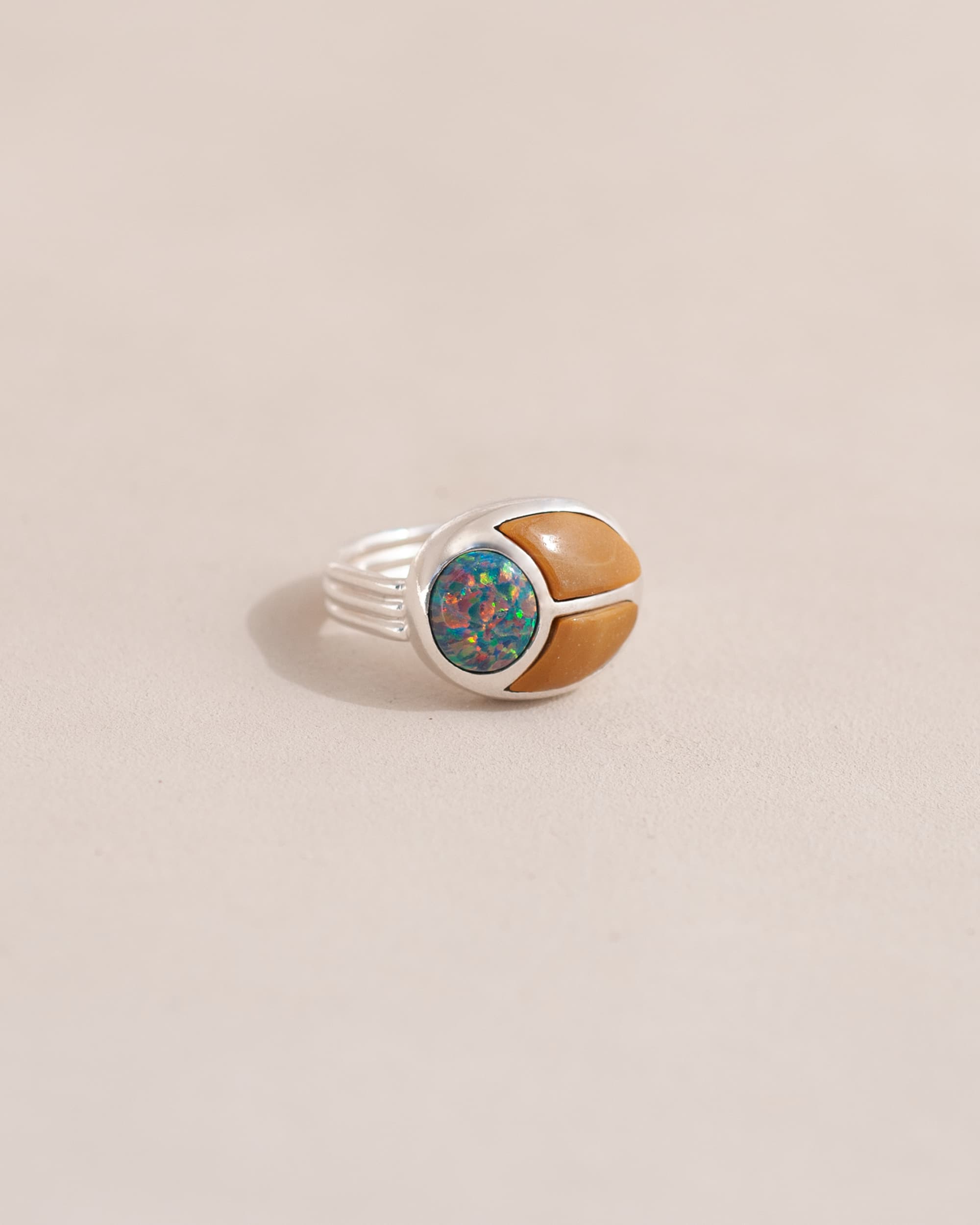 SunRa Ring - Starry Opal and Mookaite - Silver