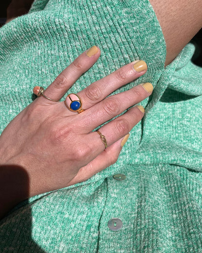 SunRa Ring - Lapis Lazuli and Pink Opal - 14K Yellow Gold