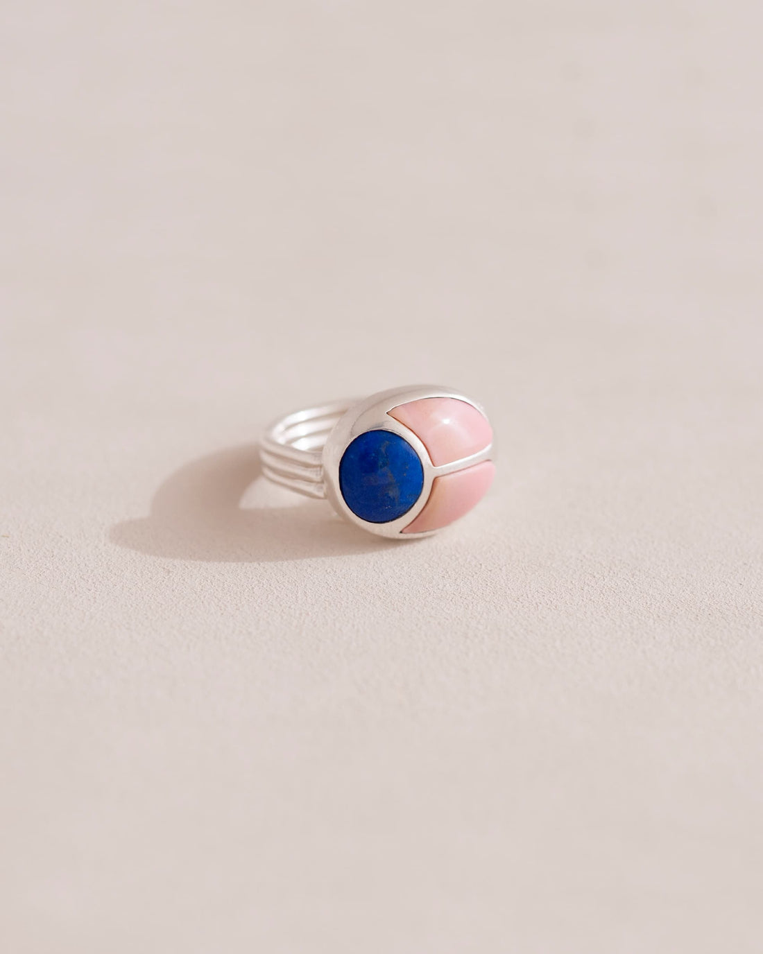 SunRa Ring - Lapis Lazuli and Pink Opal - Silver