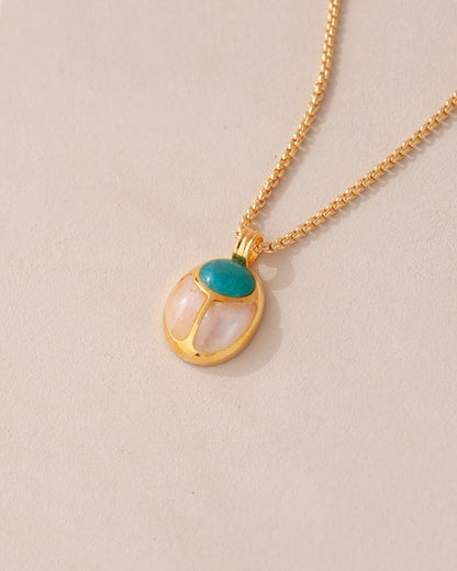 SunRa Medal - One of a kind - Chrysocolla and Moonstone - Vermeil