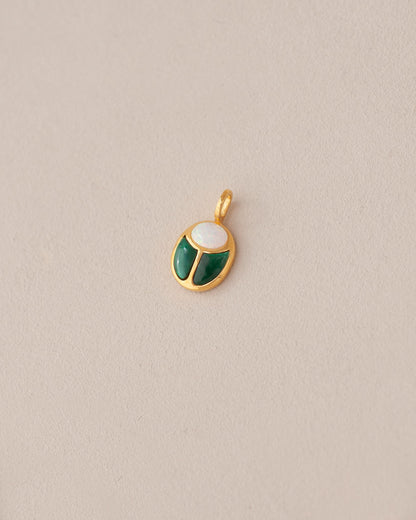 SunRa Charm - Jelly Opal and Malachite - Vermeil