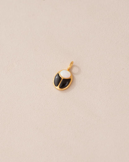 SunRa Charm - Jelly Opal and Onyx - 14K Yellow Gold