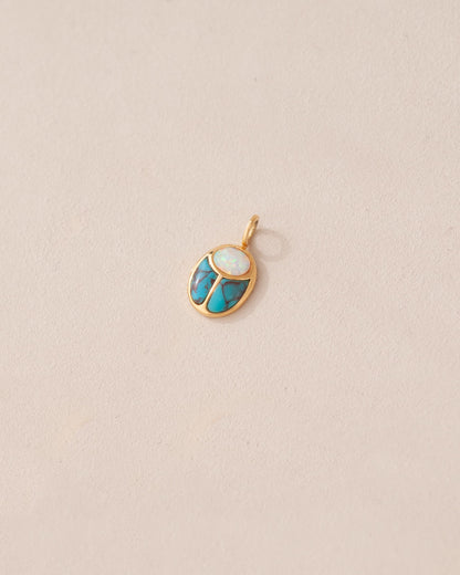 SunRa Charm - Jelly Opal and Turquoise - 14K Yellow Gold