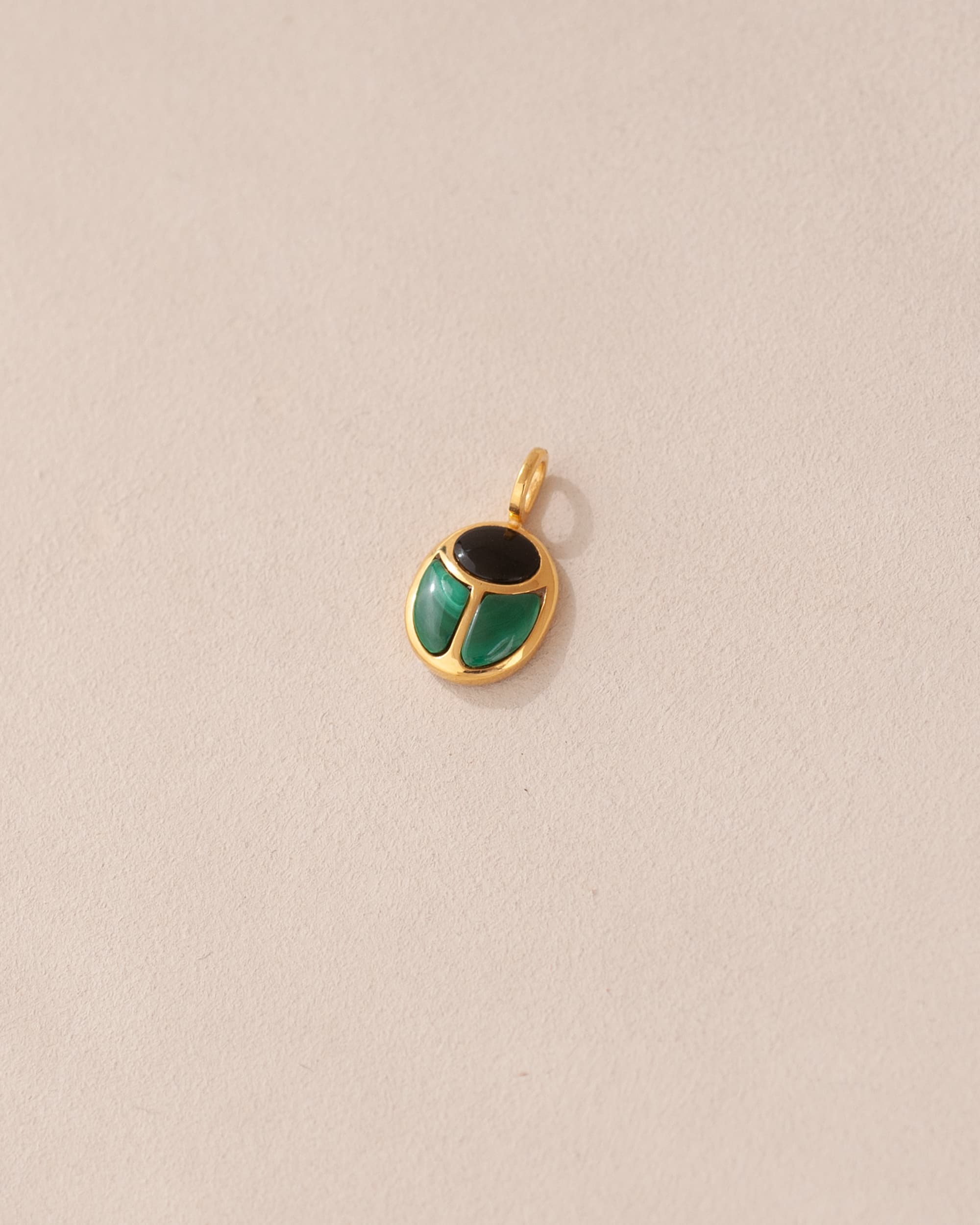 SunRa Charm - Onyx and Malachite - Vermeil