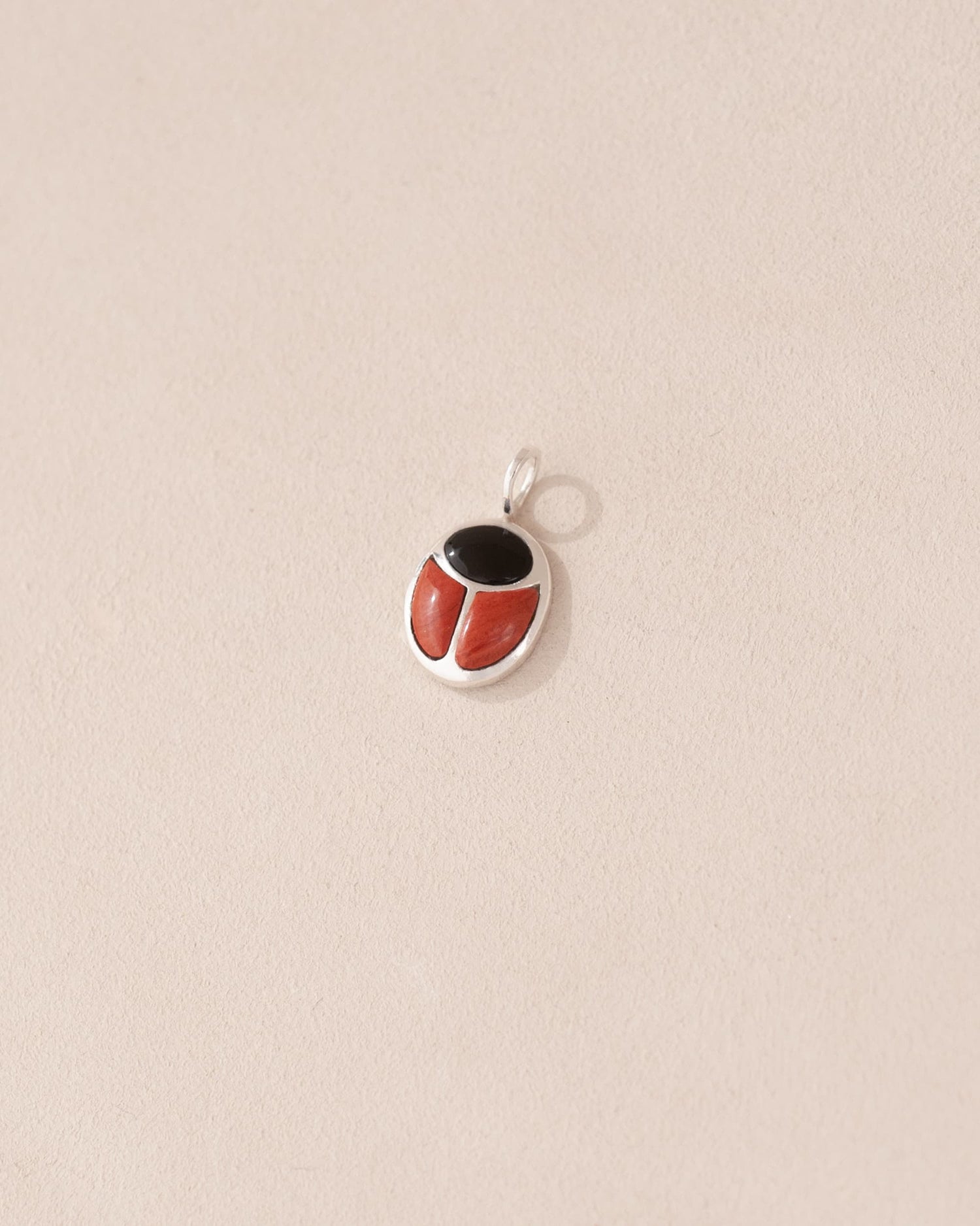 SunRa Charm - Onyx and Red Jasper - Silver