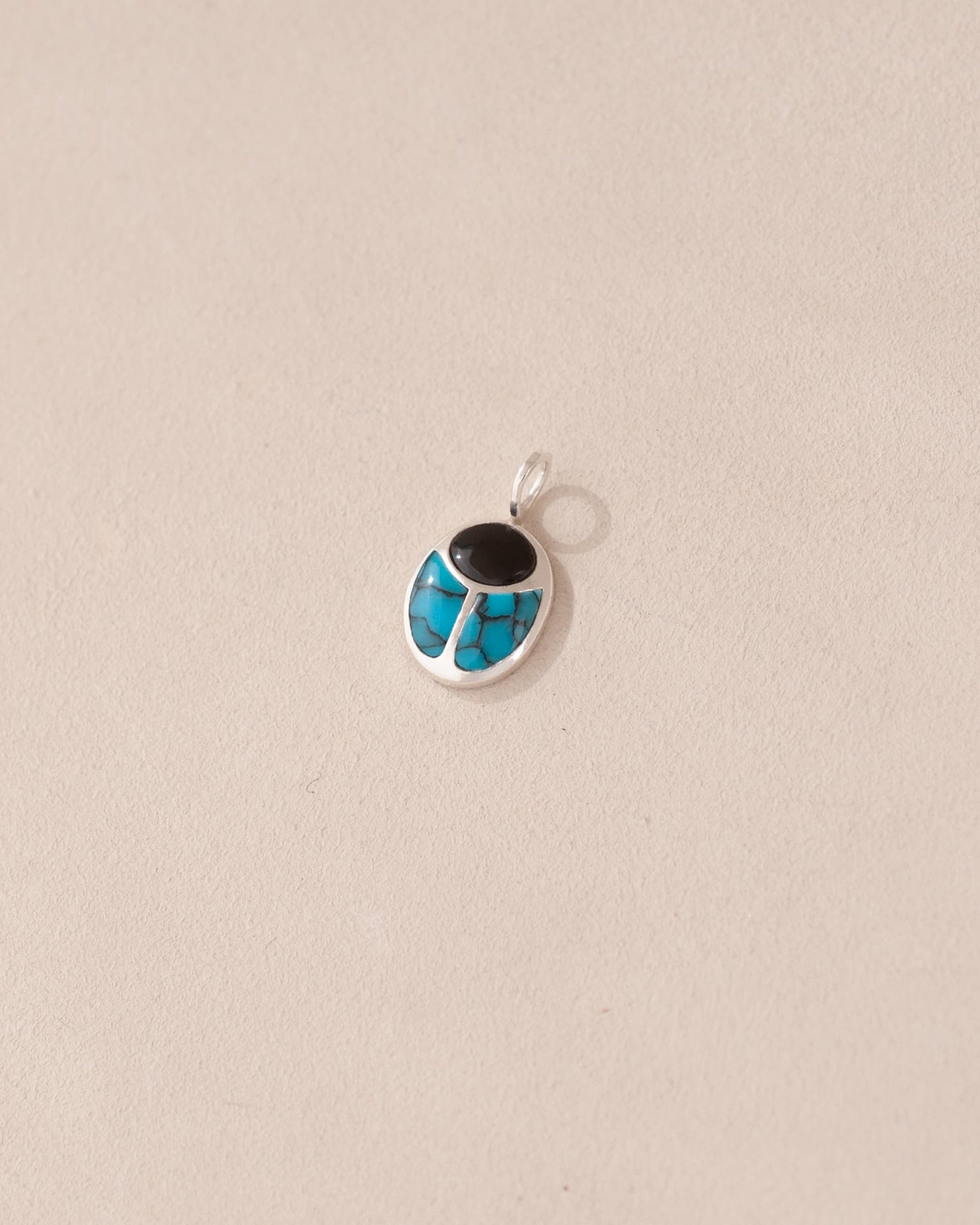 SunRa Charm - Onyx and Turquoise - Silver