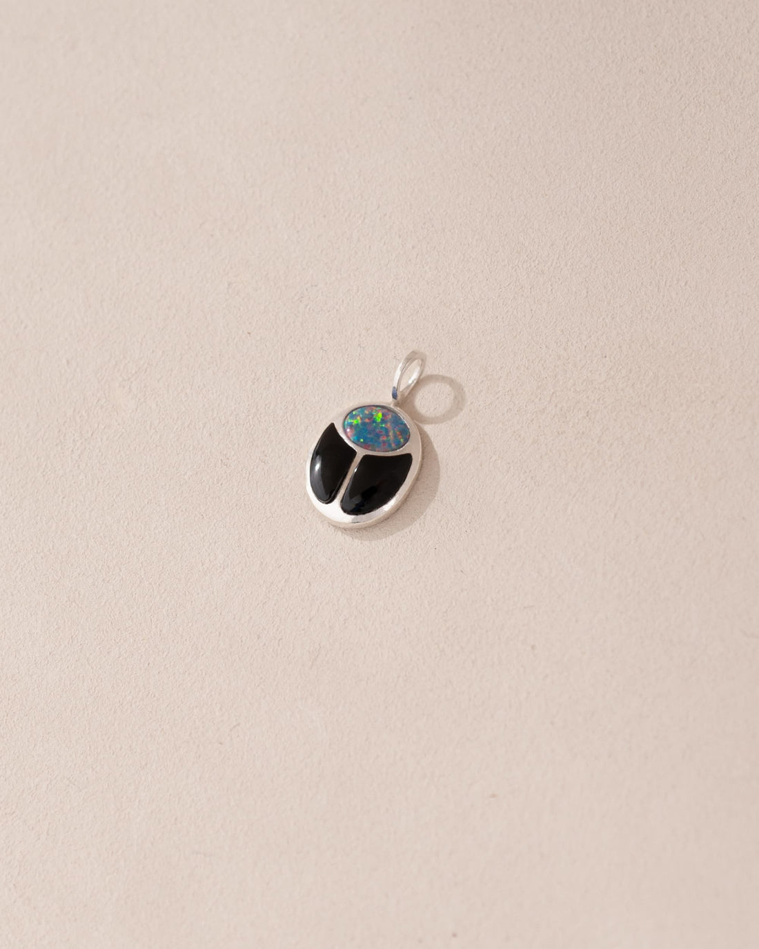 SunRa Charm - Starry Opal and Onyx - Silver