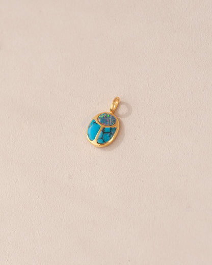 SunRa Charm - Starry Opal and Turquoise - Vermeil