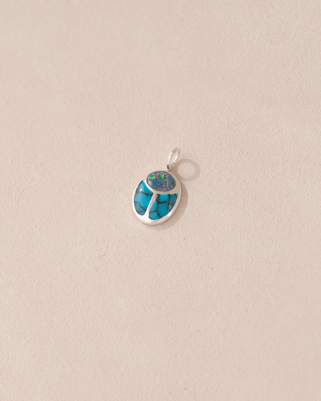 SunRa Charm - Starry Opal and Turquoise - Silver