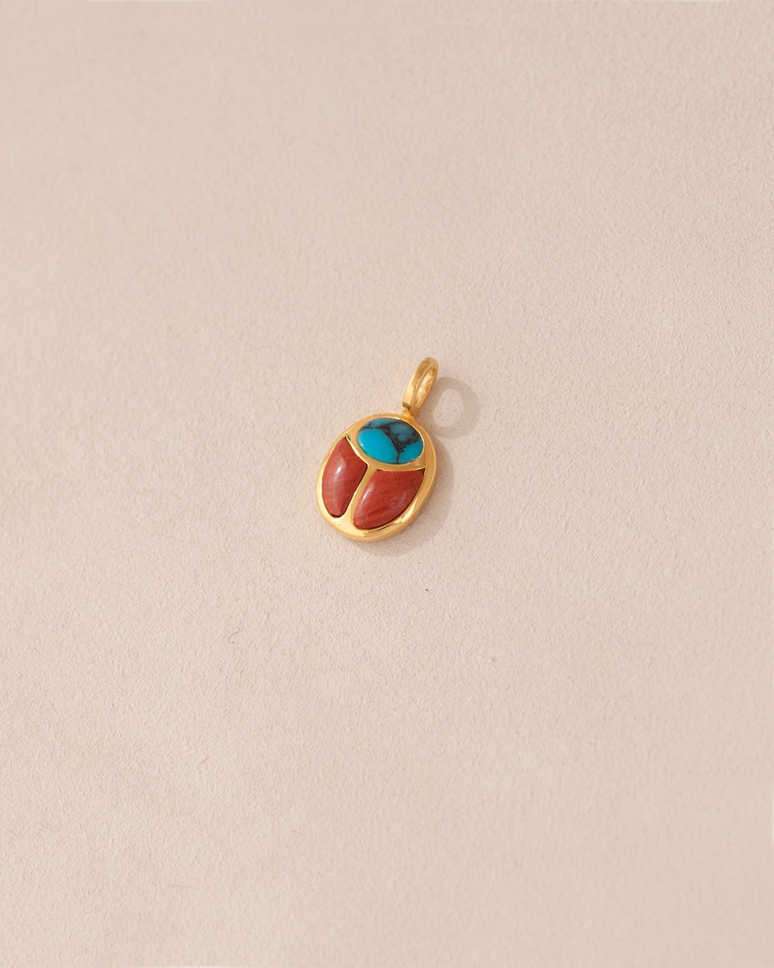 SunRa Charm - Turquoise and Red Jasper - Vermeil