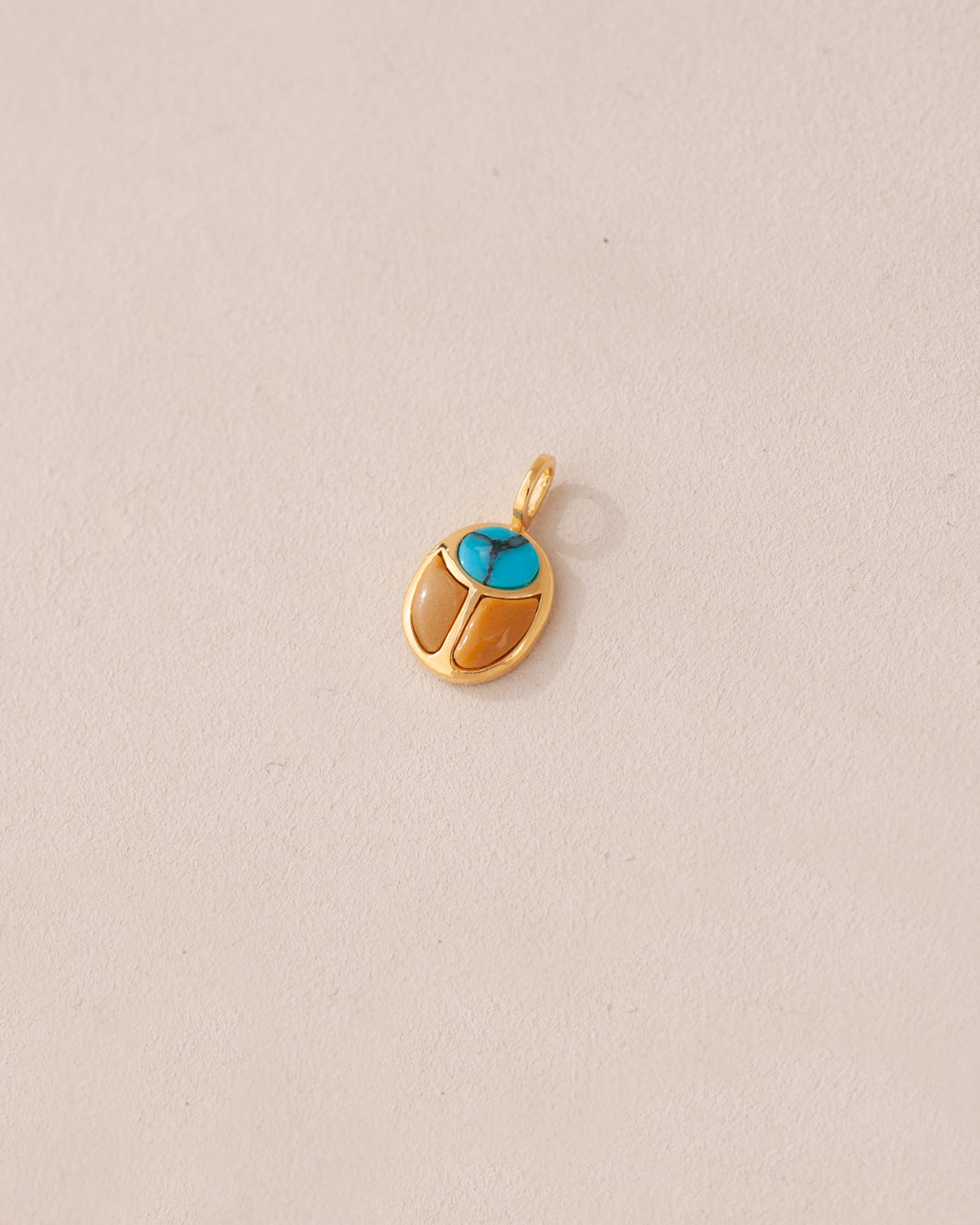 SunRa Charm - Turquoise and Mookaite - 14K Yellow Gold