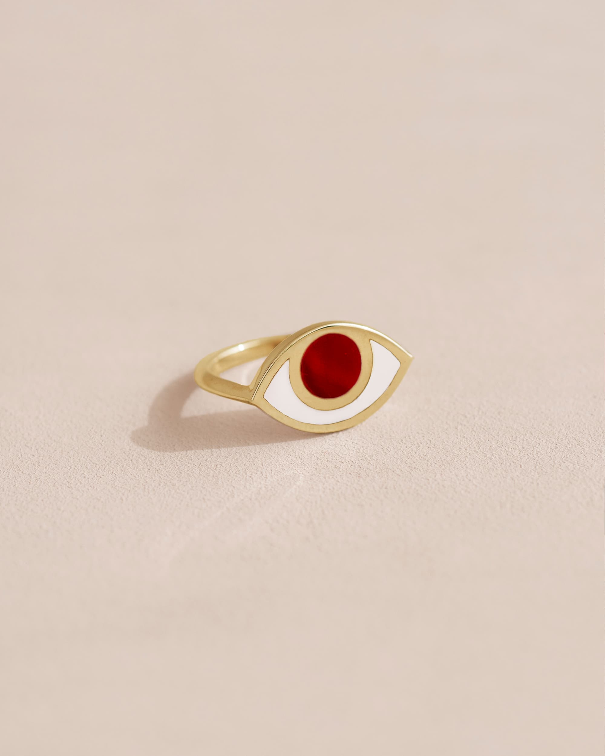 Anillo Third Eye - Porcelana - Oro amarillo de 14 quilates