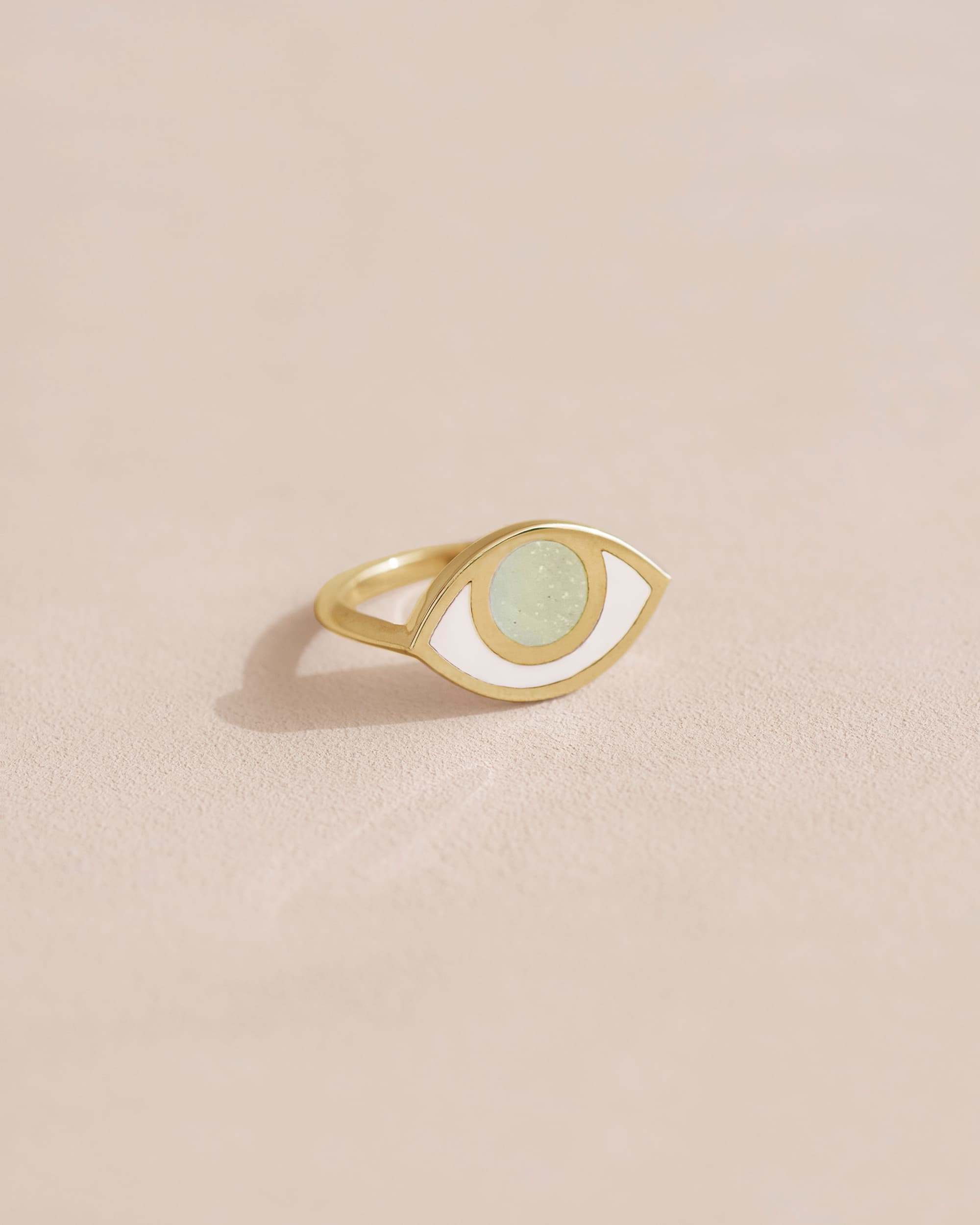 Anillo Third Eye - Porcelana - Oro amarillo de 14 quilates