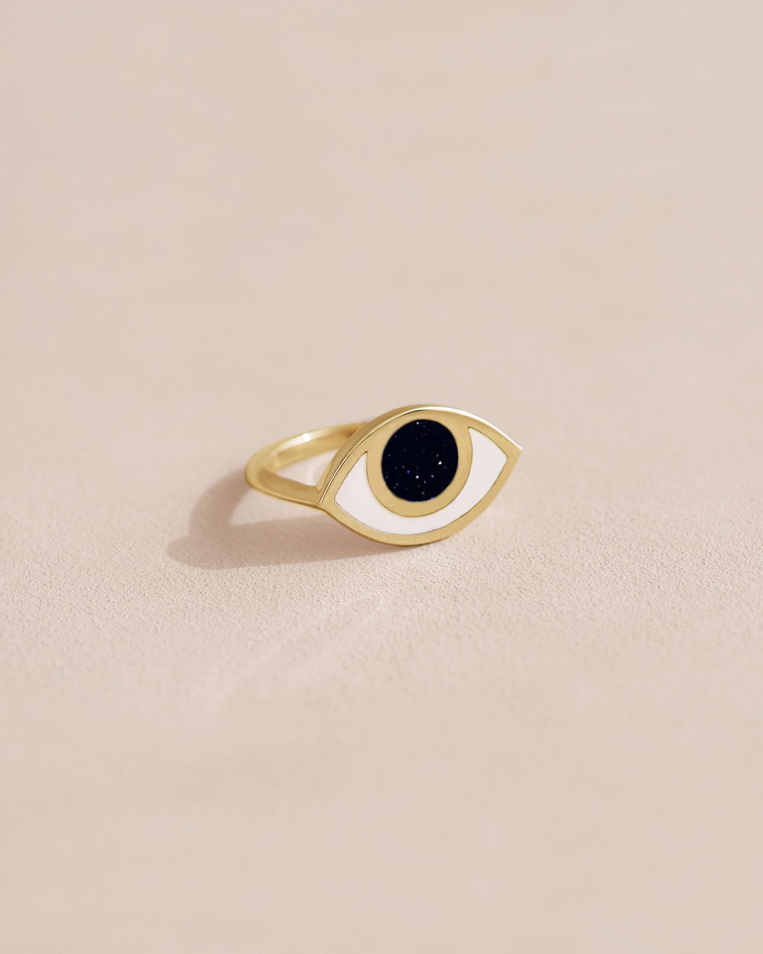 Anillo Third Eye - Porcelana - Oro amarillo de 14 quilates