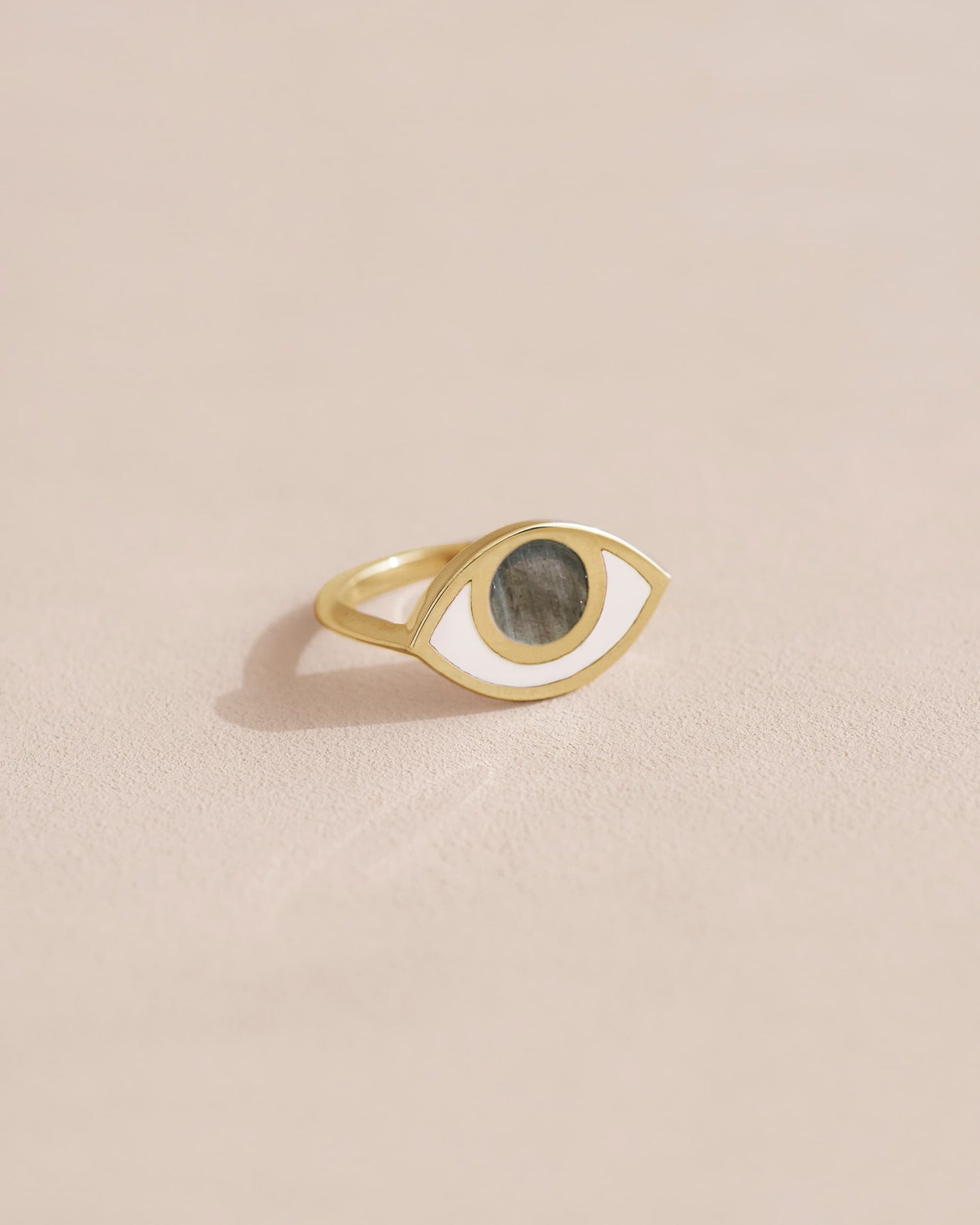 Anillo Third Eye - Porcelana - Oro amarillo de 14 quilates