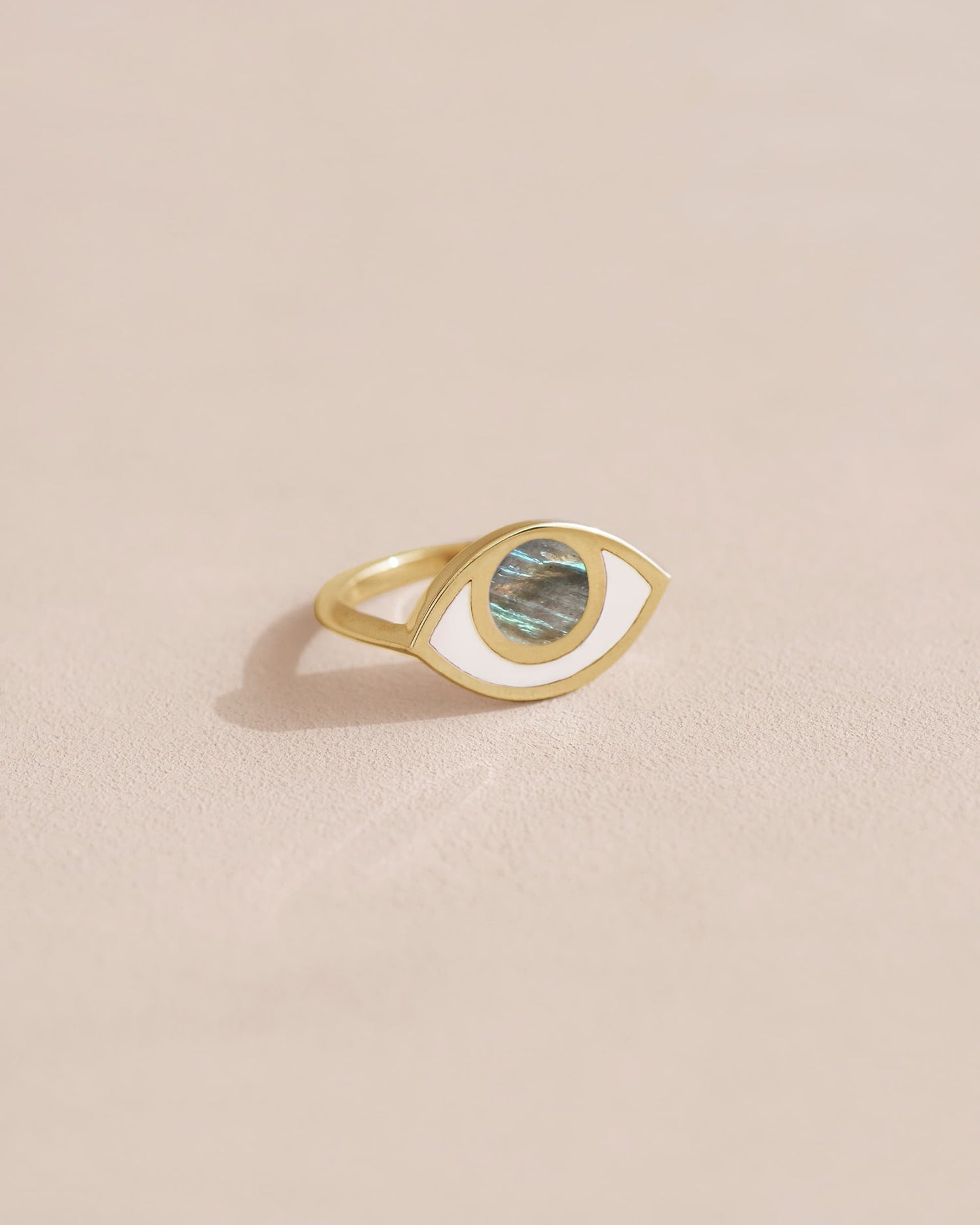 Anillo Third Eye - Porcelana - Oro amarillo de 14 quilates