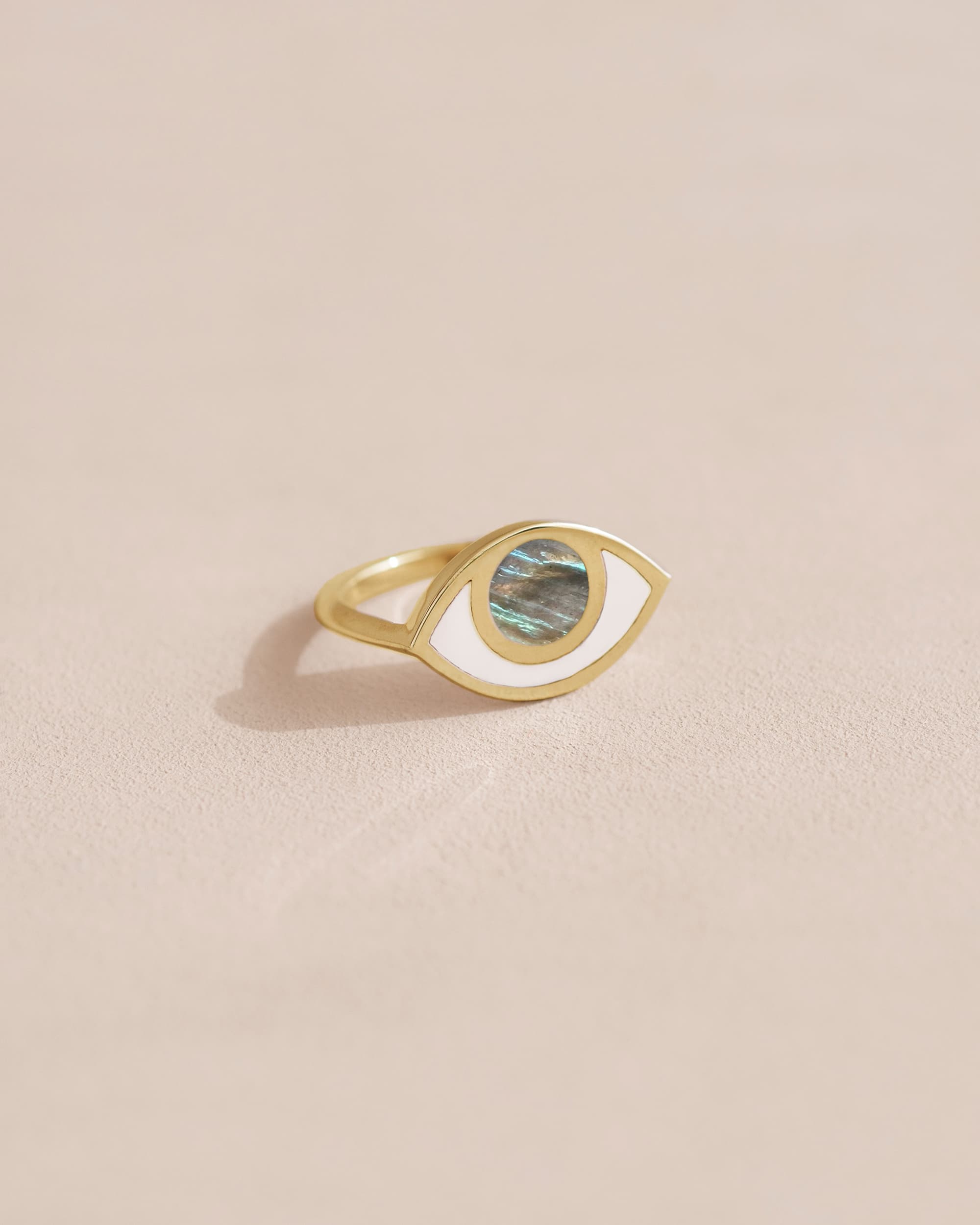 Anillo Third Eye - Porcelana - Oro amarillo de 14 quilates