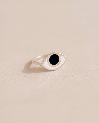 Third Eye ring - Onyx - Silver