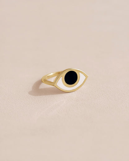 Third Eye ring - Onyx - 14K Yellow Gold