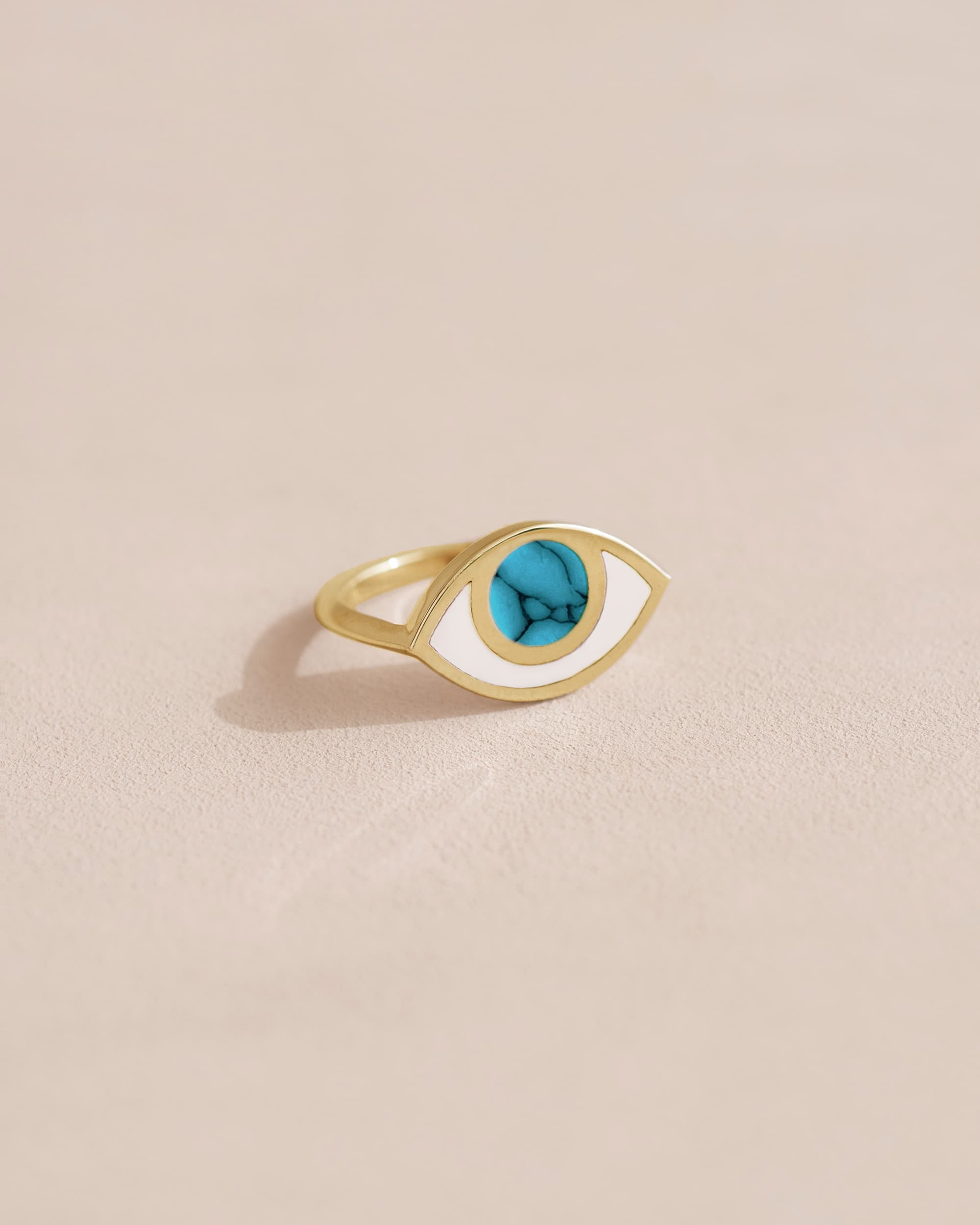 Anillo Third Eye - Porcelana - Oro amarillo de 14 quilates