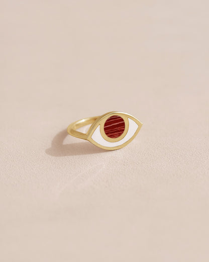 Anillo Third Eye - Porcelana - Oro amarillo de 14 quilates