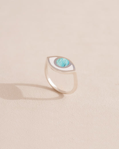 Anillo Third Eye - Porcelana - Oro amarillo de 14 quilates