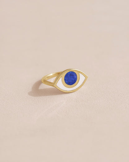 Anillo Third Eye - Porcelana - Oro amarillo de 14 quilates