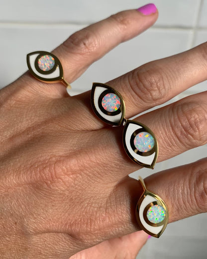 Third Eye ring - Jelly Opal - Vermeil