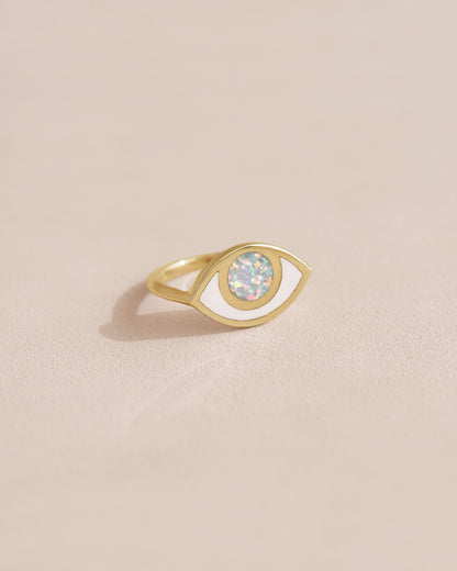 Anillo Third Eye - Porcelana - Oro amarillo de 14 quilates