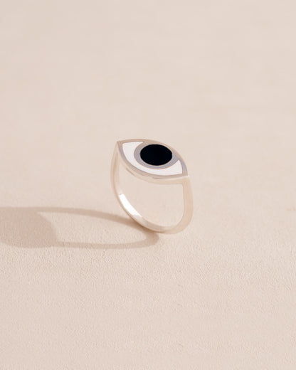 Third Eye ring - Onyx - Silver