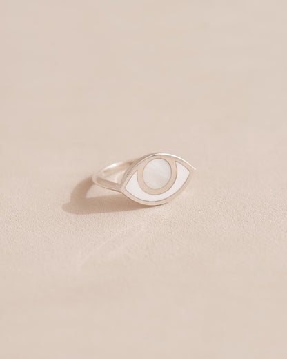 Third Eye ring - Mother of Pearl - Silver