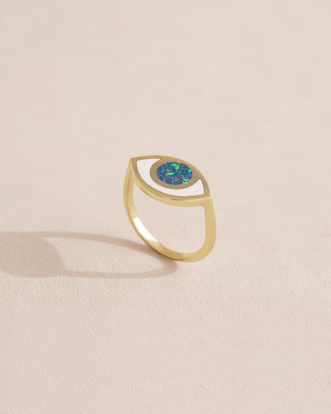 Third Eye ring - Starry Opal - 14K Yellow Gold