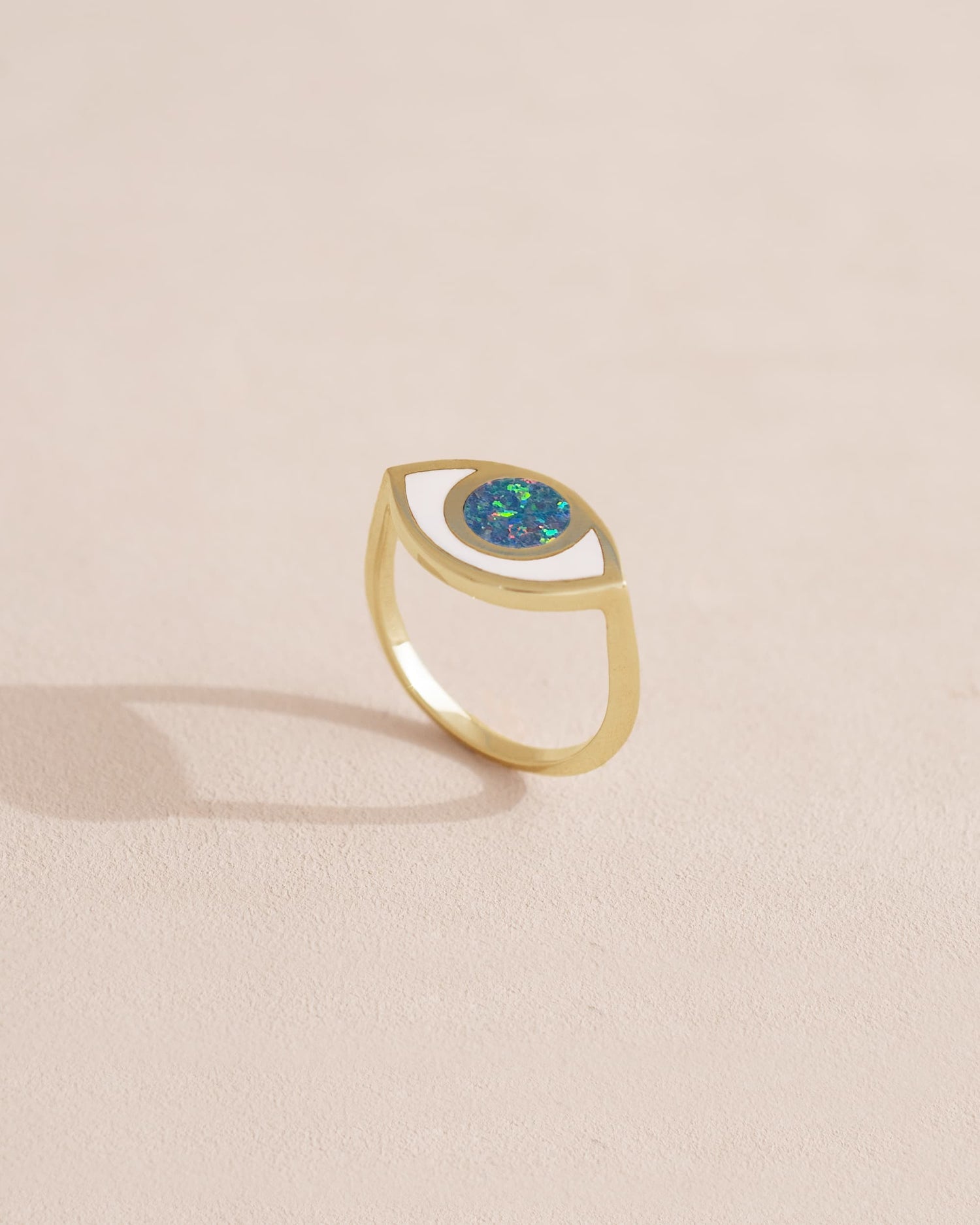 Third Eye ring - Starry Opal - 14K Yellow Gold