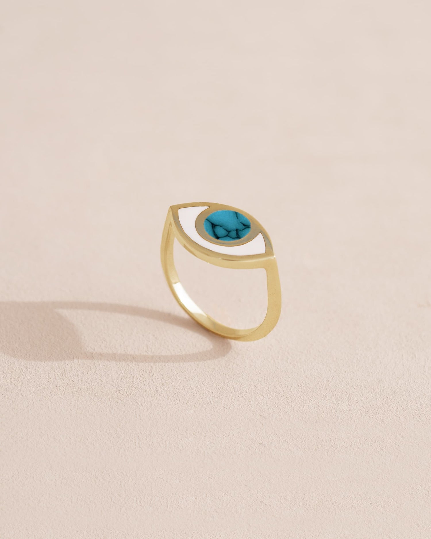 Anillo Third Eye - Porcelana - Oro amarillo de 14 quilates