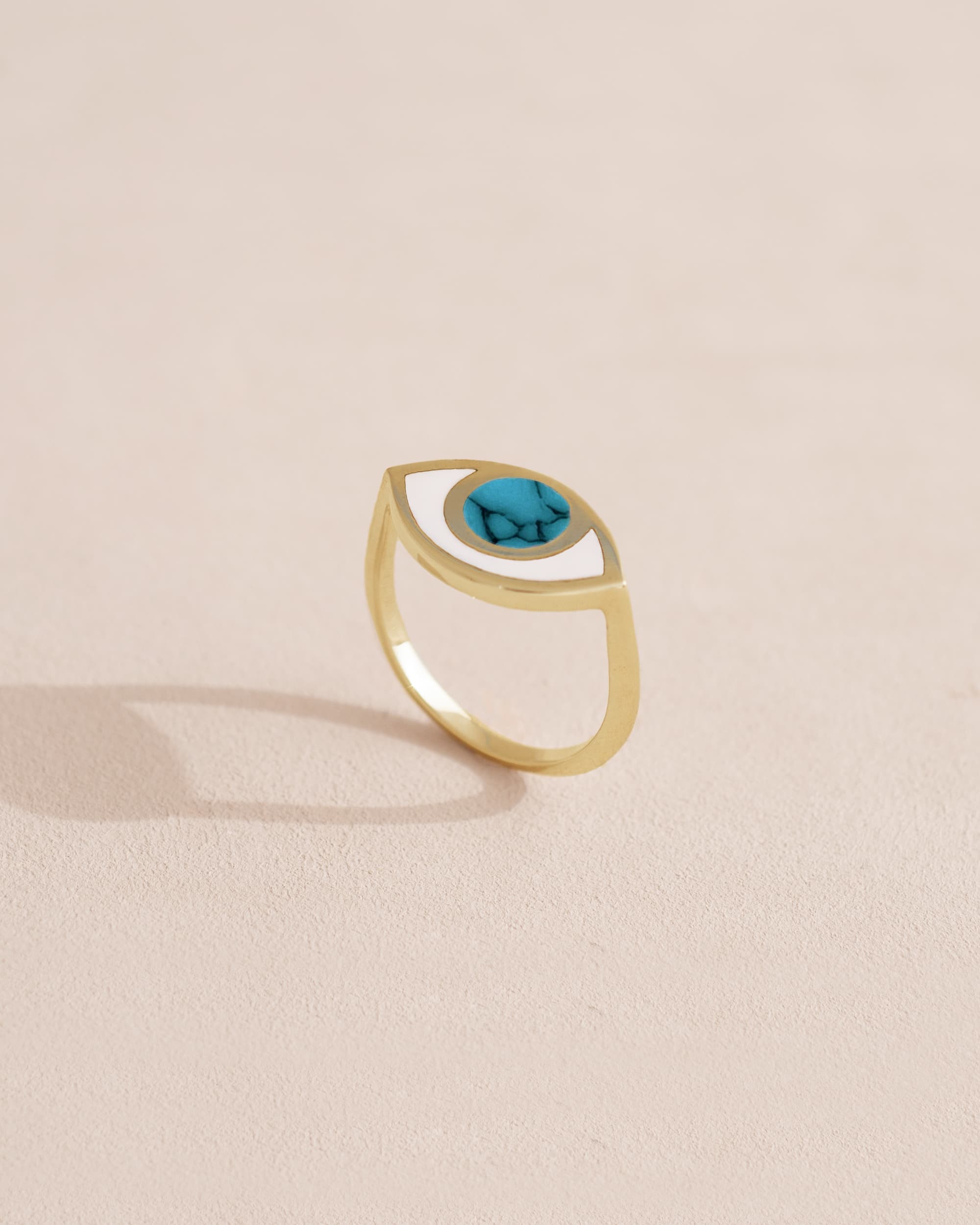 Anillo Third Eye - Porcelana - Oro amarillo de 14 quilates