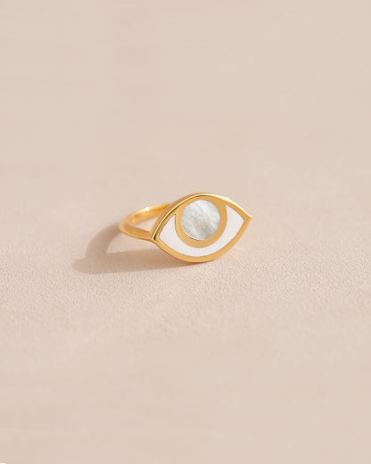 Anillo Third Eye - Porcelana - Oro amarillo de 14 quilates