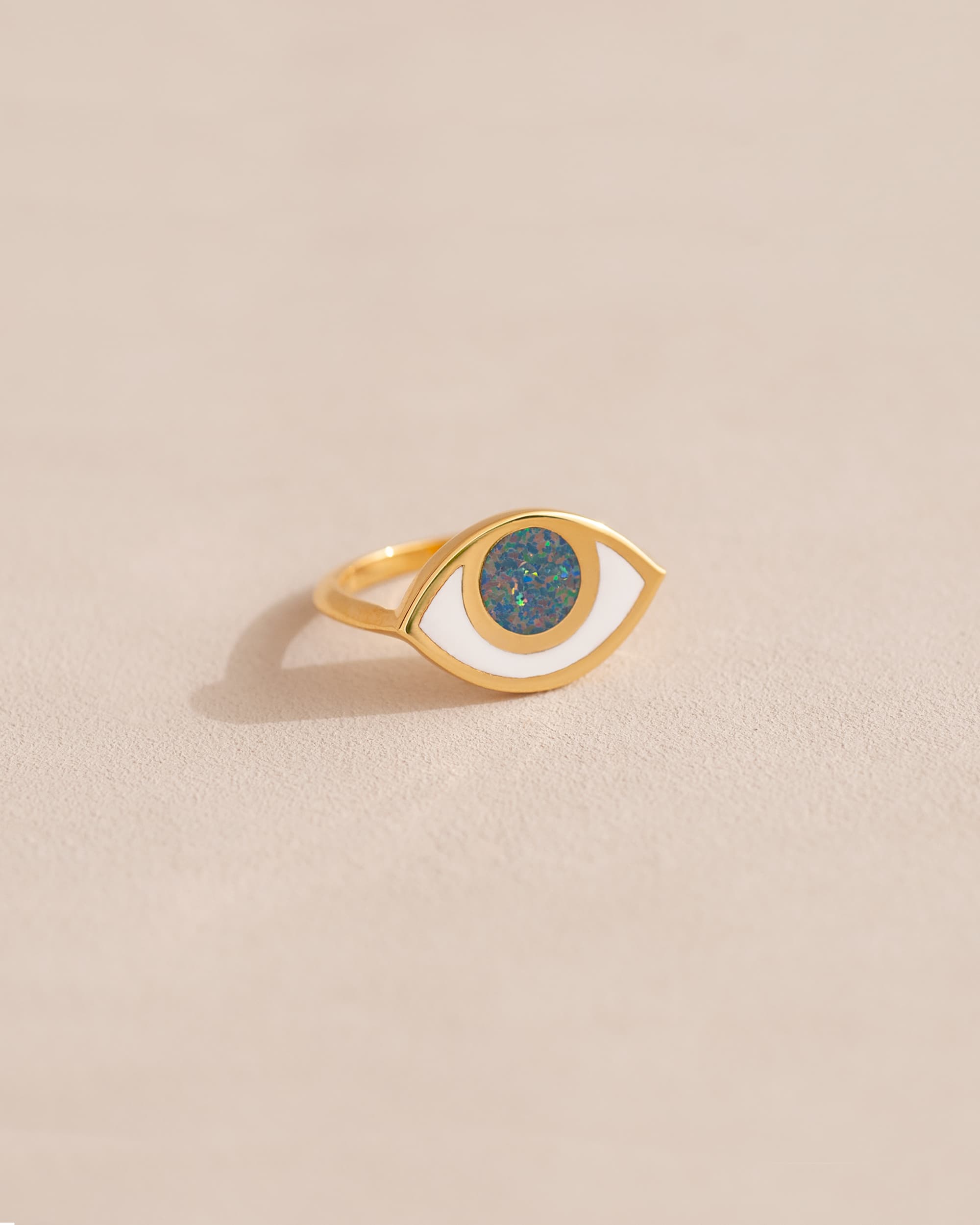 Anillo Third Eye - Porcelana - Oro amarillo de 14 quilates