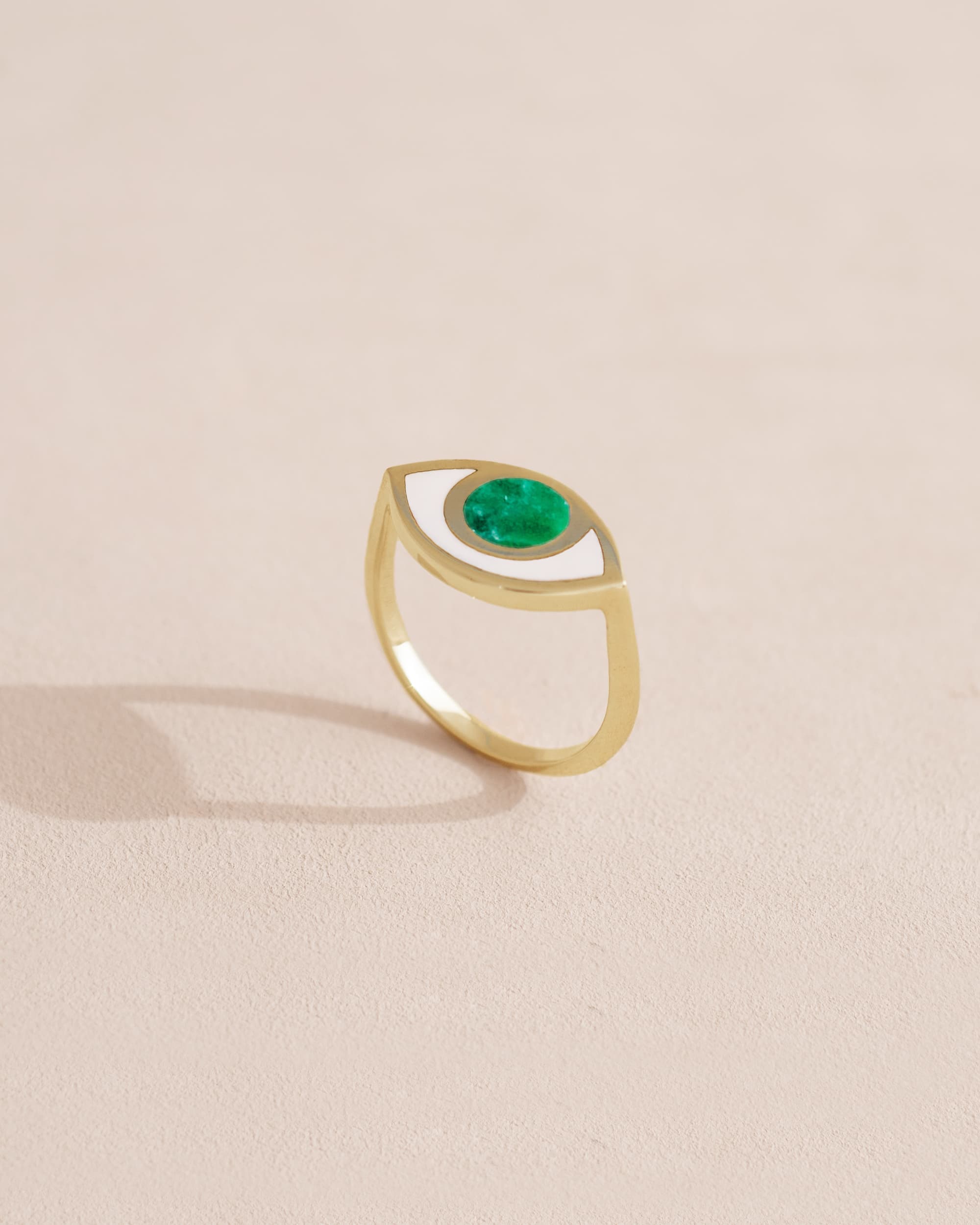 Anillo Third Eye - Porcelana - Oro amarillo de 14 quilates